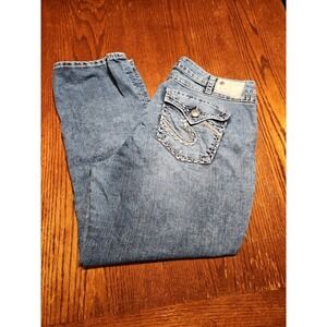 Silver Jeans Suki Womens Jeans 38"Wx 26"I Pocket Flaps Light Wear In Thighs(A770